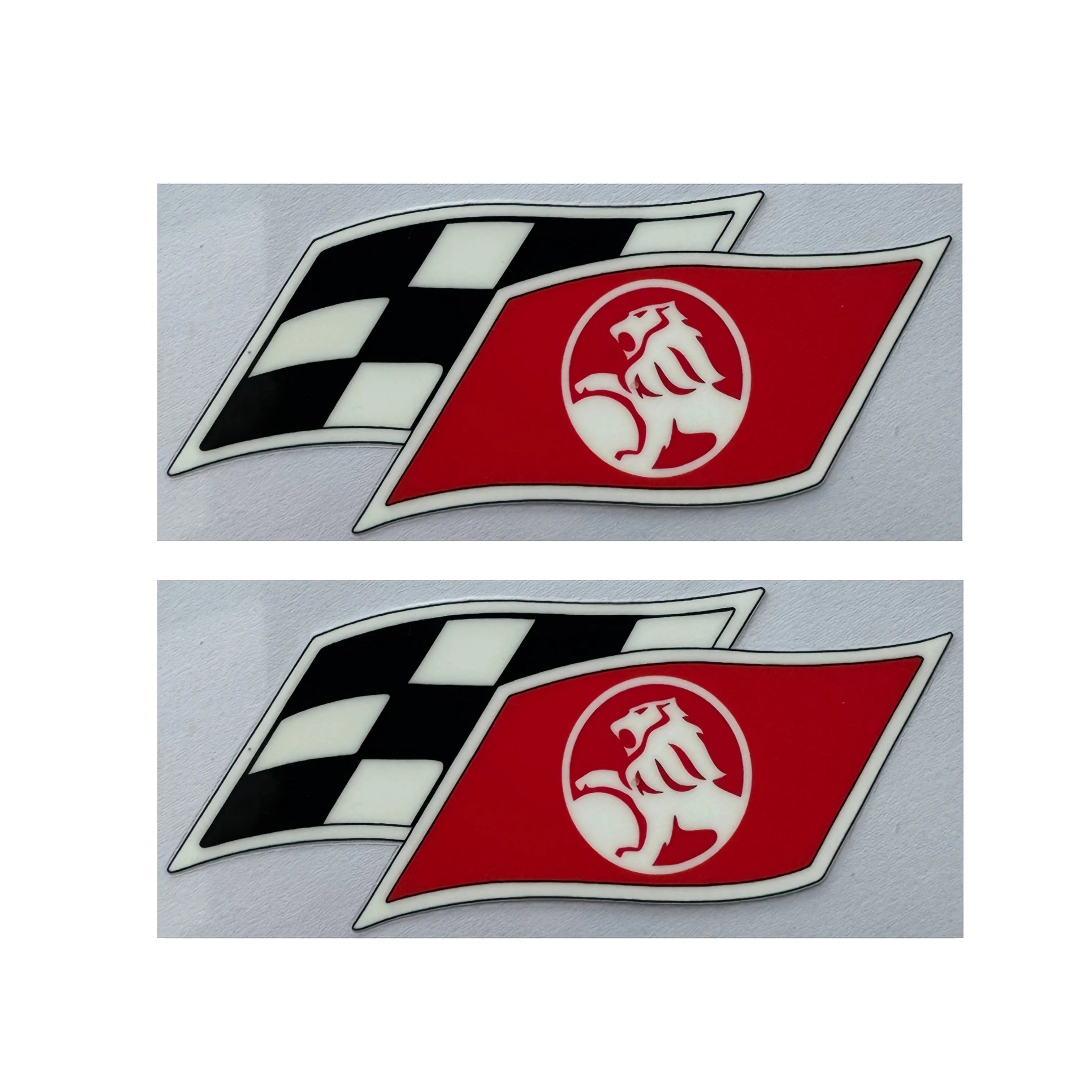 Lot de 2 autocollants de logo de drapeau de course HSV - Horton Vehicle Accessories