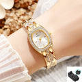 Luxury Gold Plated Ladies Fashion Quartz Watch Simple Rome Barrel-Shaped Stainless Steel Business Clock Quality Buckle Strap