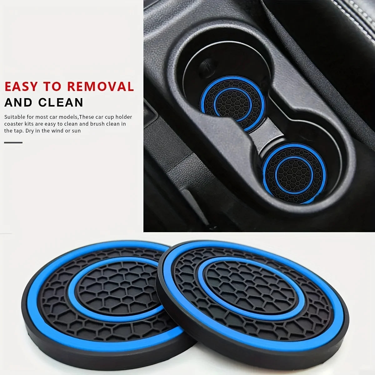 2 pièces Tapis de console centrale Premium | Antidérapant, anti-poussière, design assorti rouge et noir - Parfait pour protéger l'intérieur de la voiture