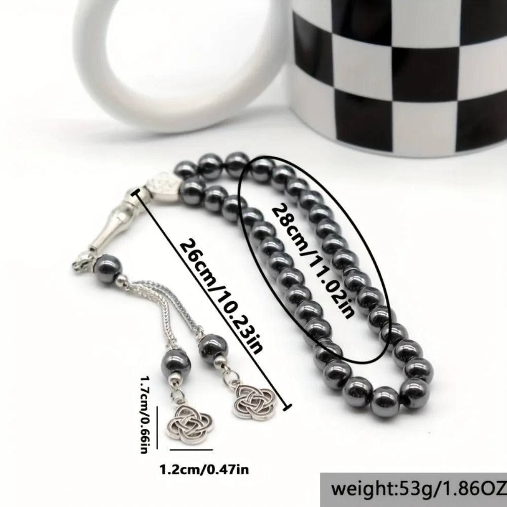Middle East Retro Simple Muslim Fashion Obsidian Rosary Beads Are Worn Daily with Prayer Jewelry Holiday Gatherings Bracelet