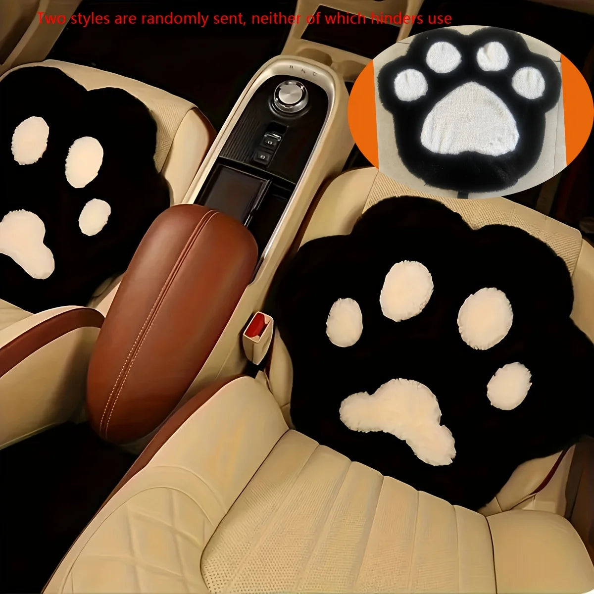 1 coussin de siège de voiture en peluche, motif patte de chat mignon, élégant et de qualité supérieure, décoration intérieure de voiture