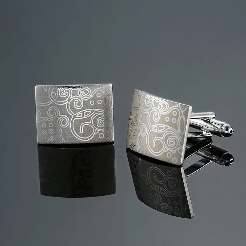 Boutons de manchette originaux de haute qualité pour hommes en cuivre, gravure laser, boutons de manchette de marque pour hommes, accessoires de costume, bijoux de mode