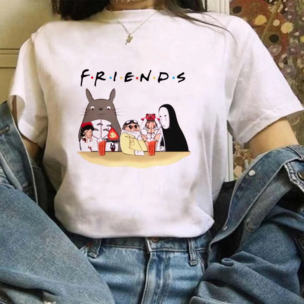 T-shirt Miyazaki Hayao Kawaii Graphique Vêtements Mode Totoro Studio Ghibli Mignon Anime T-shirt Femme Harajuku