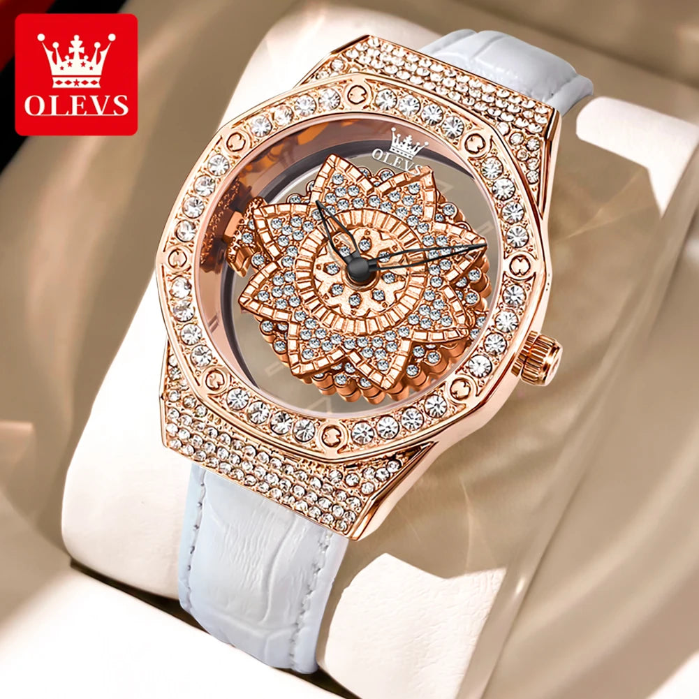 OLEVS 9996 Montre à quartz pour femmes Marque de luxe Tendance Montre-bracelet pour femme Papillon Luxe Étanche Bracelets en cuir véritable Montres de soirée