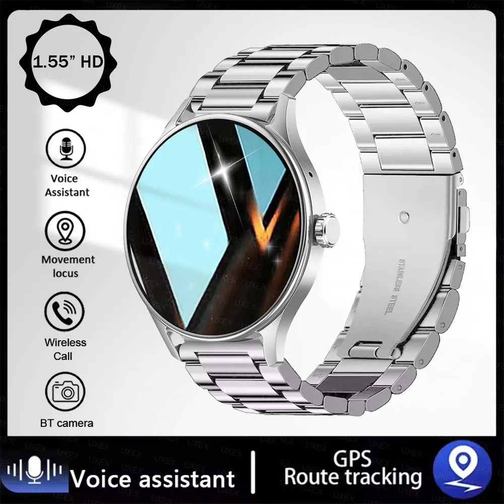 Montre Connectée de Mode Plus 1.55 HD Pour Hommes et Femmes, Contrôle par Application, Appels Bluetooth, Suivi de Santé, Photo Personnalisée, Cadeau Surprise, Montres d'Affaires