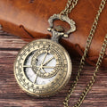 Montre de poche unisexe à quartz rétro en bronze avec motif boussole Zodiaque, montre de cou avec pendentif antique, cadeaux