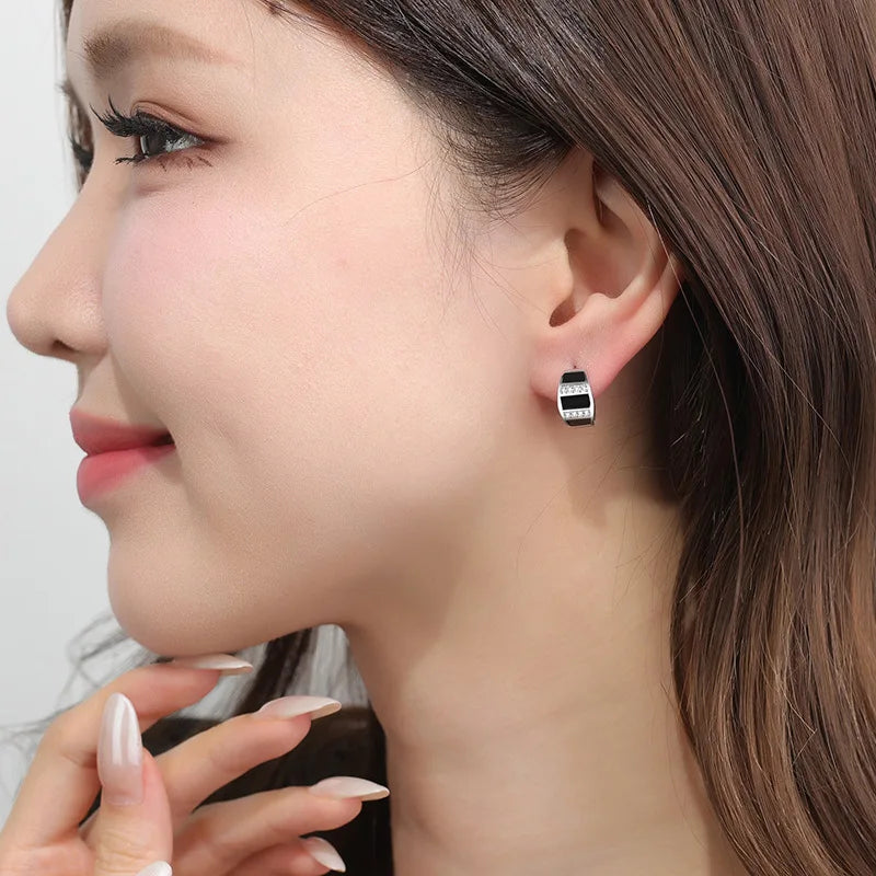 925 Sterling Silver Earrings Channel Cubic Zirconia Silver Stud Earrings for Women Sterling Silver Jewelry  ear cuff