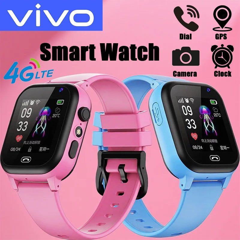VIVO 4G Montre Connectée Enfant Mini Téléphone Enfant avec Appel SOS Appareil Photo 3 en 1 Montre Dessin Animé Fille Garçon Anniversaire Noël Cadeau 2026Nouveau