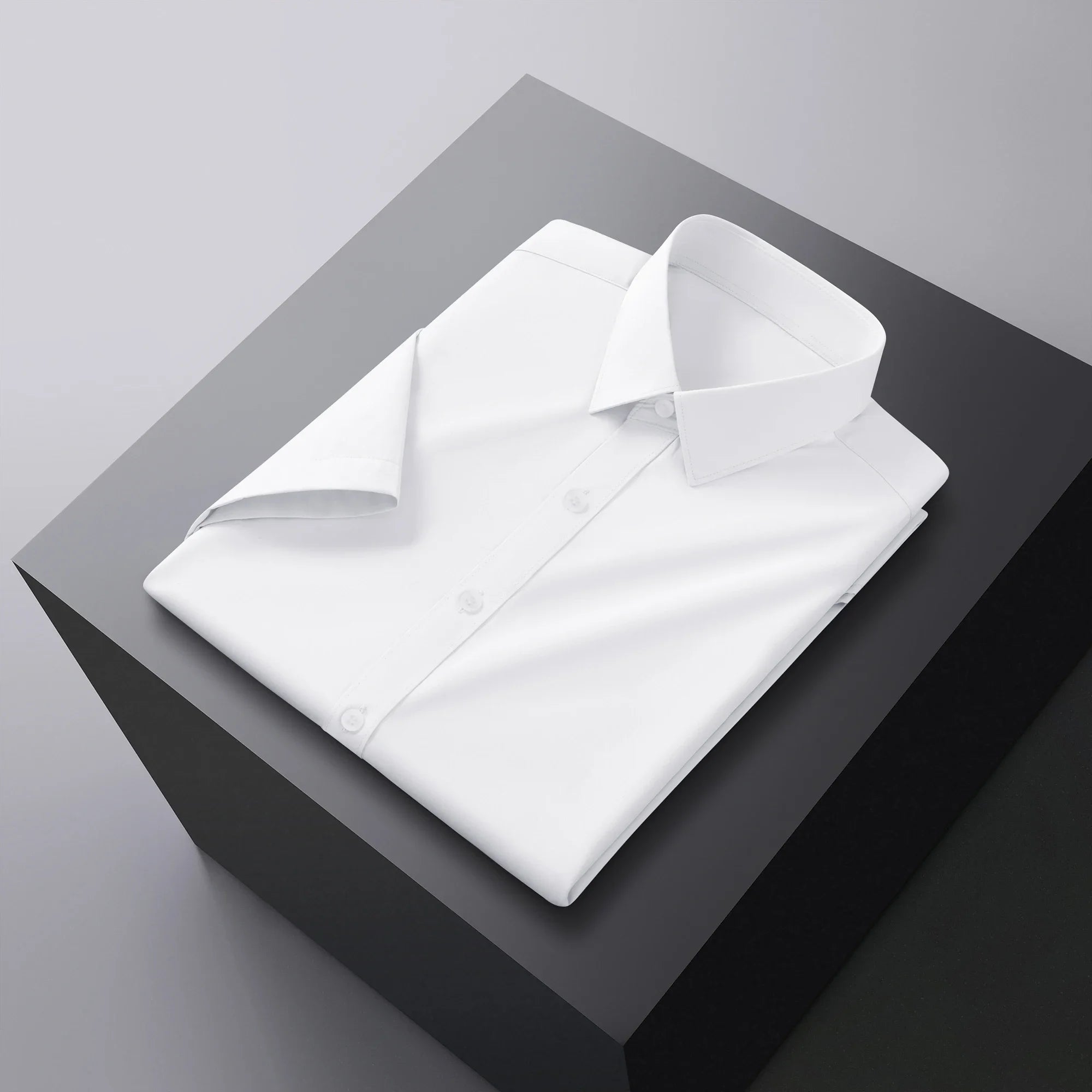 Chemise à manches courtes unie décontractée pour homme – T-shirt d'été sans repassage, confortable et polyvalent
