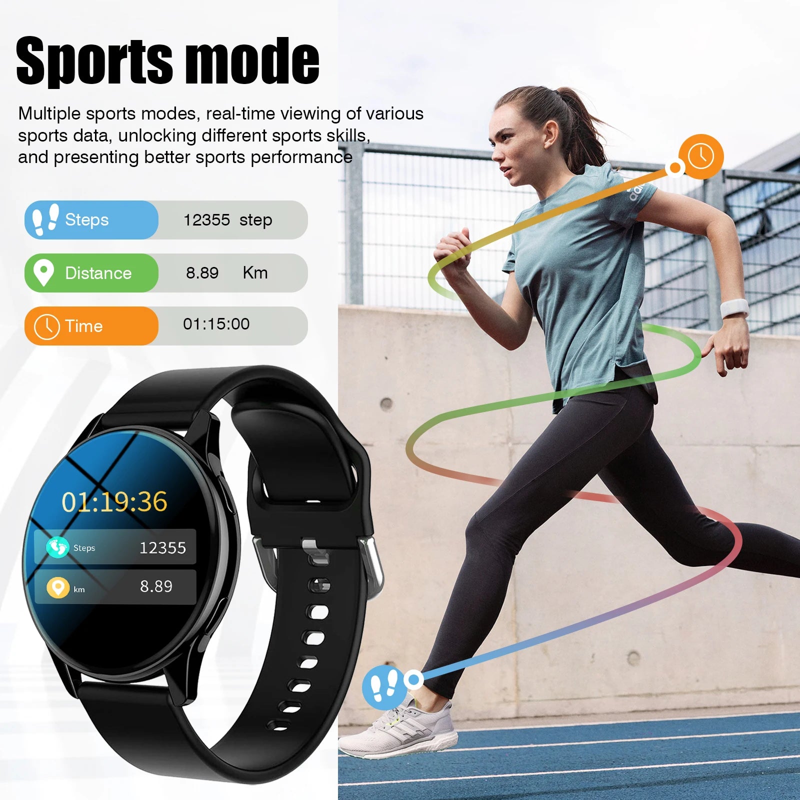 Smart Watch, Wireless Call/Dial, Multi-Sport Mode, Multiple APP Reminders, Suitable for Men and Women, Compatible with IPhone/An