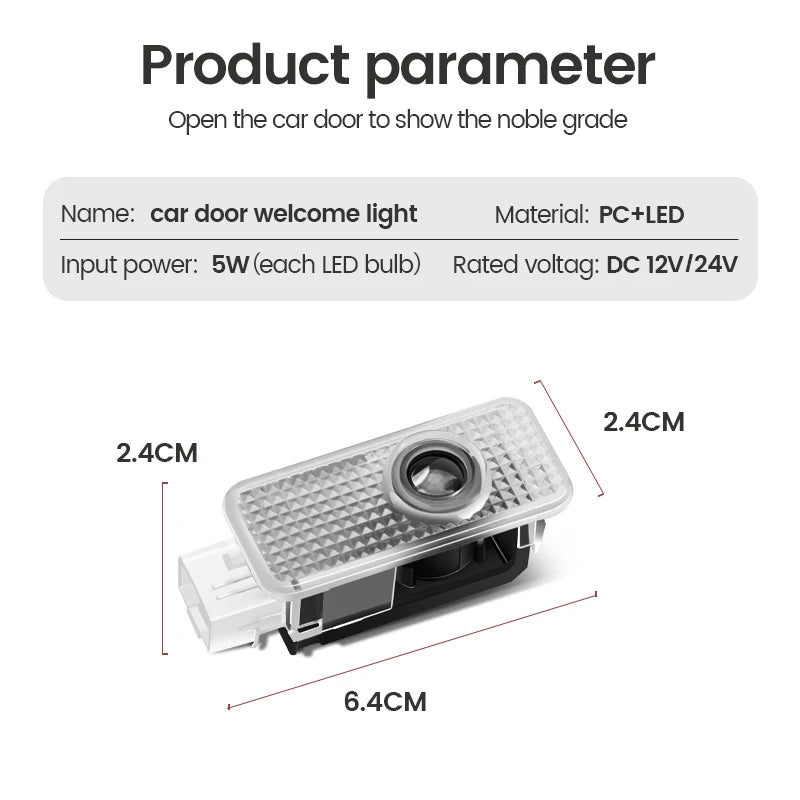 Lampes de projecteur LED de bienvenue pour portière de voiture Décoration pour Audi Sline A3 A1 A4 A6 B8 A5 B7 C7 A7 A8 B9 B6 C6 Q2 Q3 Q5 Q7 Q8 TT R
