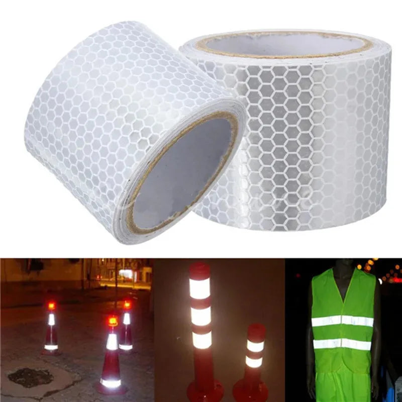 1-4 bandes réfléchissantes pour voiture Avertissement de sécurité 5cm*100cm Autocollant décoratif pour voiture Film de protection réfléchissant pour auto et moto