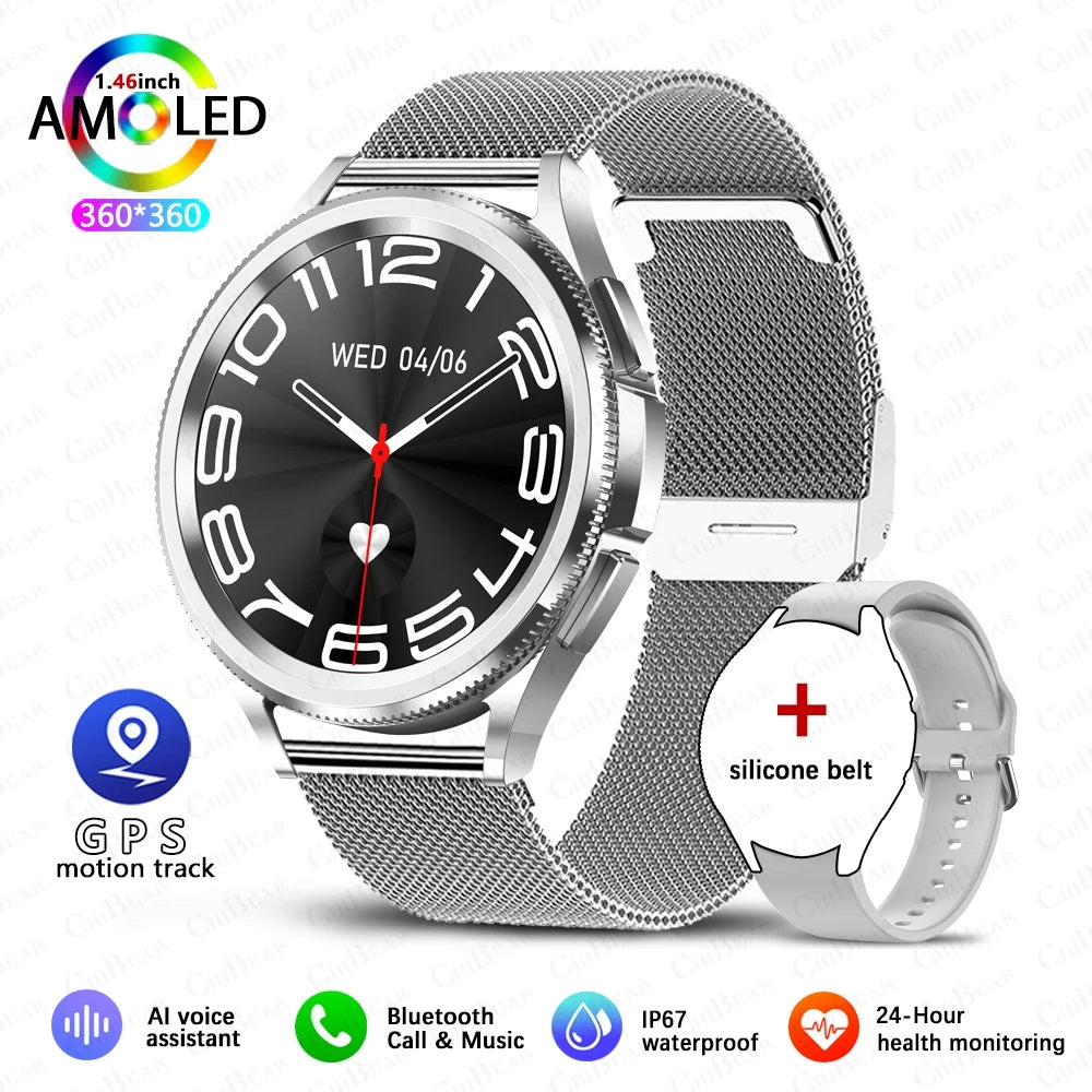 2025 Nouvelle montre connectée intelligente 6 pour hommes, sports de plein air, plus de 100 modes sportifs, montre étanche IP68, écran HD AMOLED, Smartwatch Android IOS
