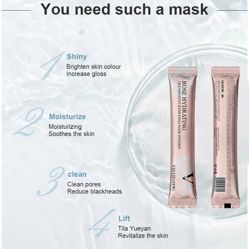 Masque en poudre hydratant de salon SPA doux Hydro Jelly pour le visage, blanchissant, à la rose, au collagène, peel-off, masque facial en caoutchouc DIY