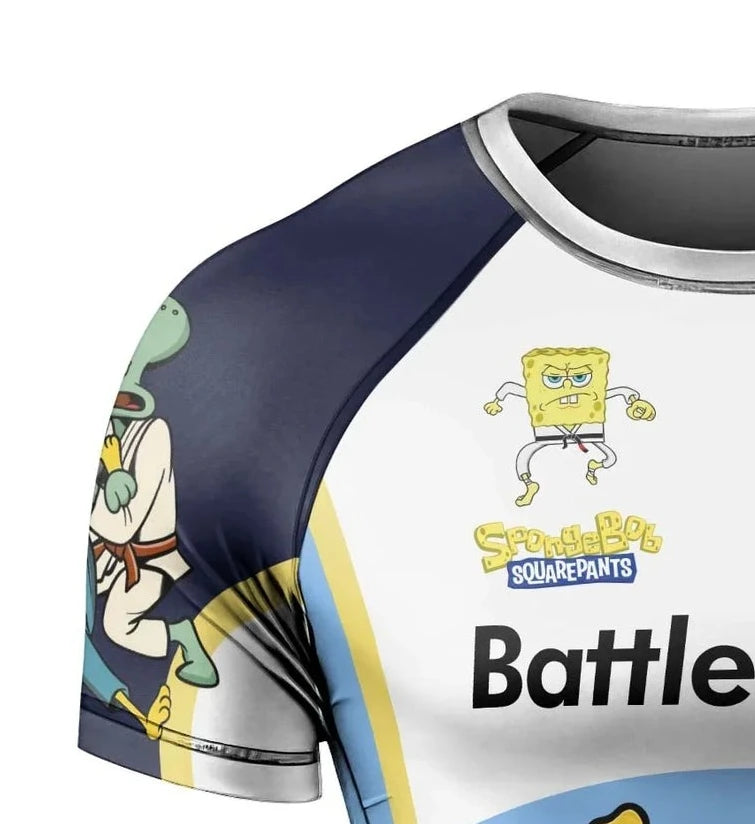 2026 Summer New SpongeBob SquarePants Jujutsu Fitness T-shirt Men's Sports Short Sleeved Running Shirt Large Breathable Top